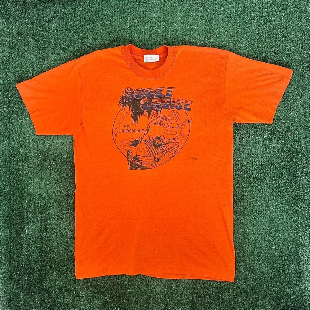 Vintage 80s Ft. Lauderdale Spring Break T-Shirt Orange M Single Stitch Vacation